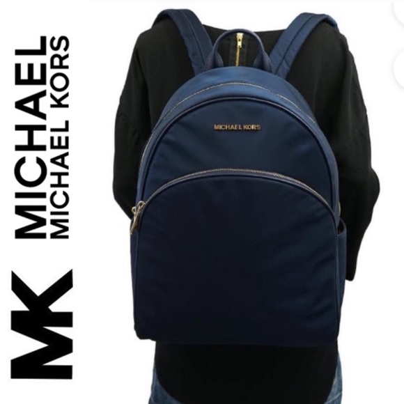 🆕 Navy Nylon Backpack MICHAEL KORS Jet Set Abbey - Picture 4 of 13